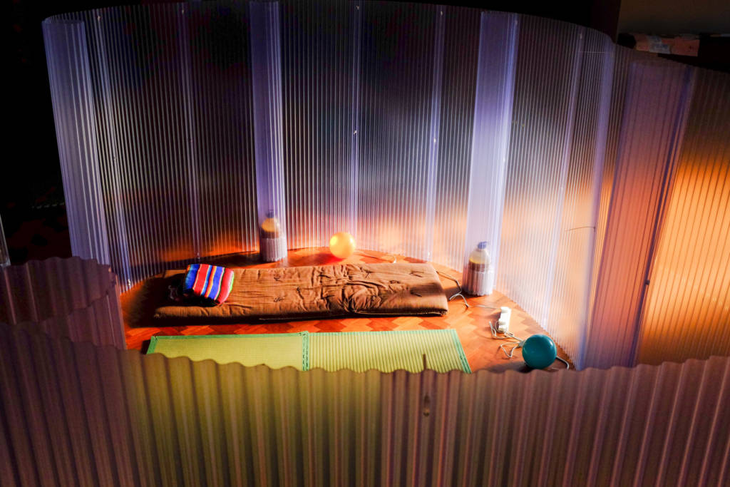 Movement Alphabet by Jan Lee and Tim Murray-Browne - a view inside the immersive interaction pod where the movement portraits are created in this participatory digital art installation